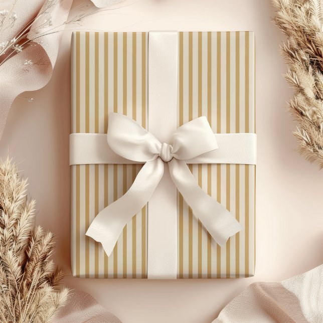 Papel De Presente Mostarda/rosa claro/bege Listrado Elegante  (Criador carregado)