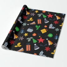 Motif Clássico Bonito Fundo Preto de Natal