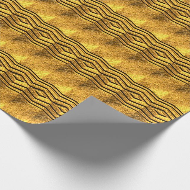 Papel De Presente Motif Egípcio 3D Dourado (Ponta)