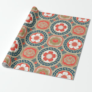 Papel De Presente Motivo ornamental asiático tradicional sem costur