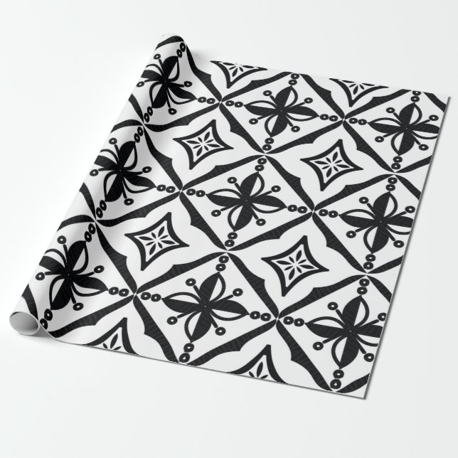 Papel De Presente Motivos batik indonésios com traços muito distinto (Desenrolado)