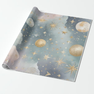 Papel De Presente Motivos celestes, como luas, estrelas