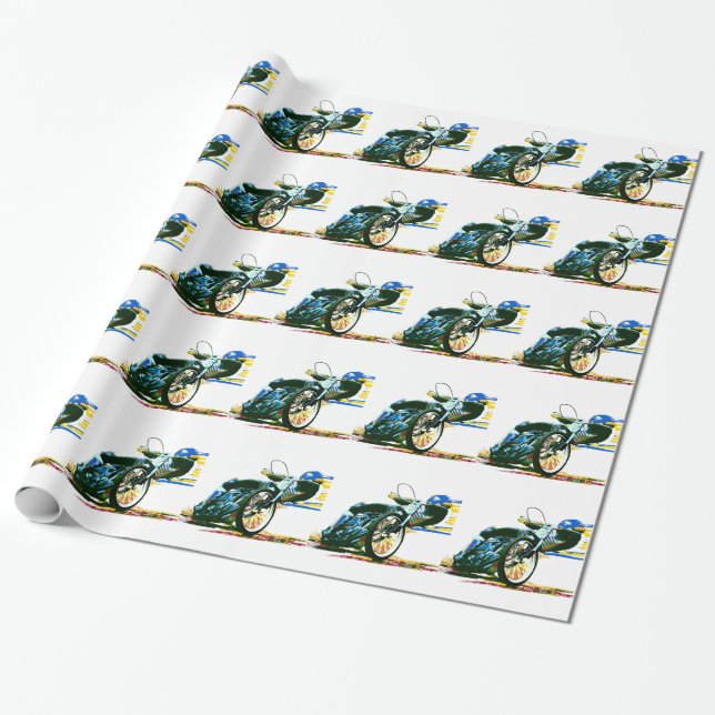 Papel De Presente Motocicleta impressionante rápida do estrada (Desenrolado)
