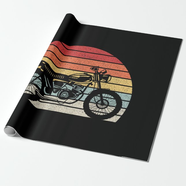 Papel De Presente Motocicleta Retro Vintage (Desenrolado)