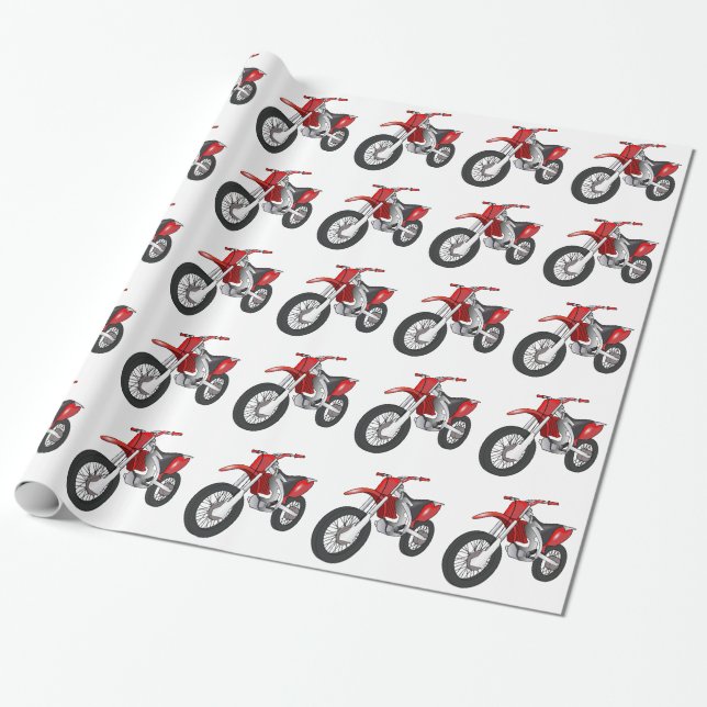 Papel De Presente Motocicleta vermelha e preta fora de (Desenrolado)