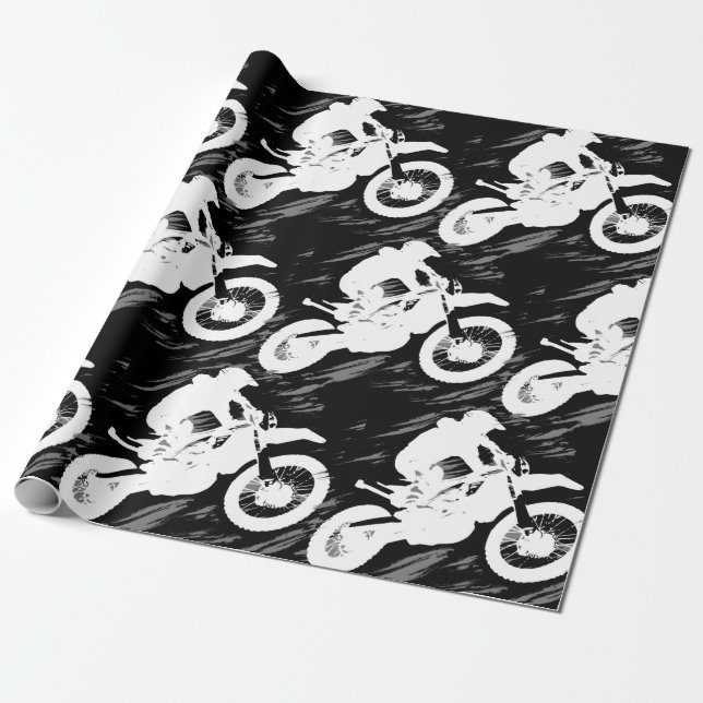 Papel De Presente Motocross Competitive Esporte Motocycle Racing (Desenrolado)