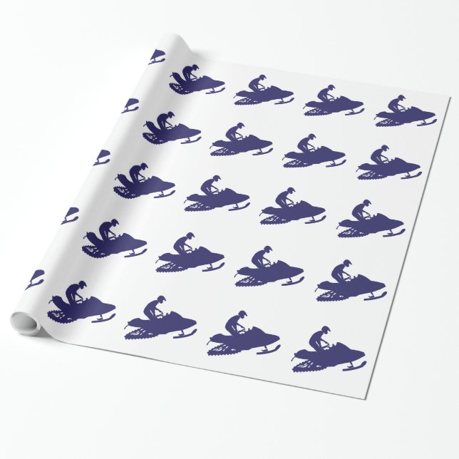 Papel De Presente Motonieve Azul de Uma Cor (Desenrolado)