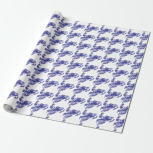 Papel De Presente Motoniveladora Camuflada Azul