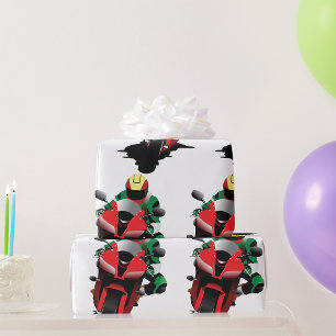 Papel De Presente Motorciclista Andando Red Sportbike