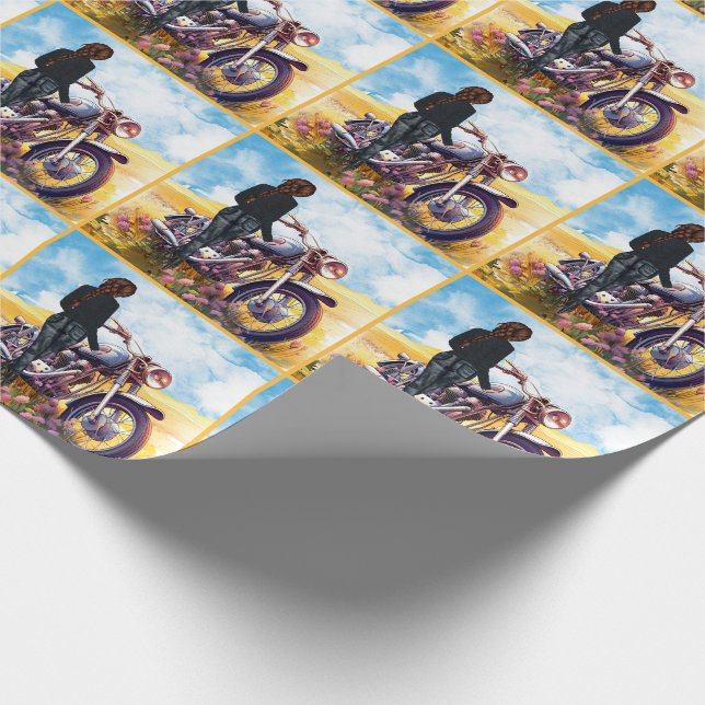 Papel De Presente Motorcycle Rider feminino com Cena de Bicicleta (Ponta)