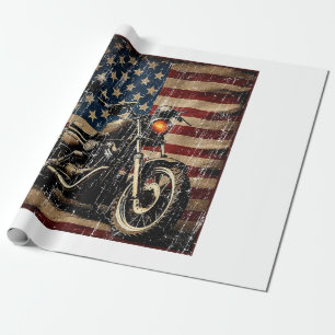 Papel De Presente Motorcycle USA Flag Biker
