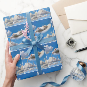 Papel De Presente Mouse flutuando em uma pena