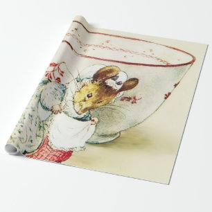 Papel De Presente "Mouse Seamstress and Teacup" por Beatrix Potter