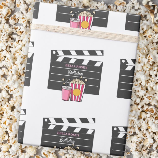 Papel De Presente Movie Night Birthday Party For Girls (Criador carregado)