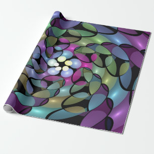 Papel De Presente Movimentos Coloridos Abstrato Trippy Fractal Art
