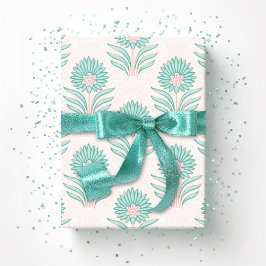 Papel De Presente Mughal Bloom in Teal and Flamingo