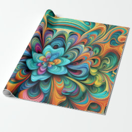 Papel De Presente Muitas cores Flores Boho