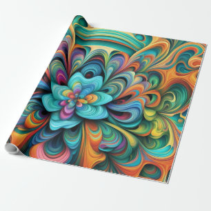 Papel De Presente Muitas cores Flores Boho