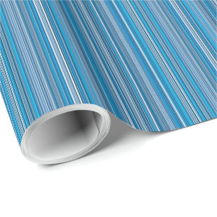 Papel De Presente Muitas listras multicoloridas no azul...