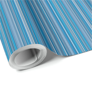Papel De Presente Muitas listras multicoloridas no azul...