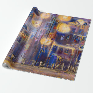 Papel De Presente Muitas luzes nas ruas, fundo abstrato, um