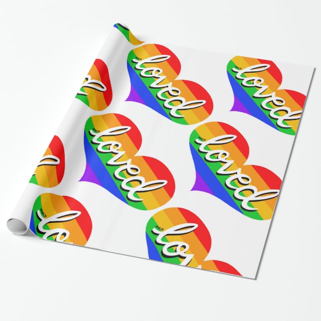 Papel De Presente MUITO AMADO - Coração do Amor Arco-Íris - (Desenrolado)