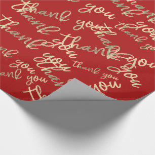 Papel De Presente Muito Obrigado Red Dourado Casamento Aniversário 