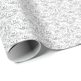 Papel De Presente Muitos coelhos em branco - padrão contínuo.