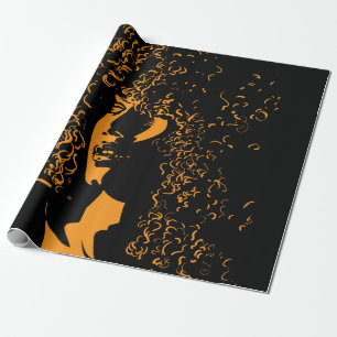 Papel De Presente Mulher bonito africana com retrato afro ao estilo