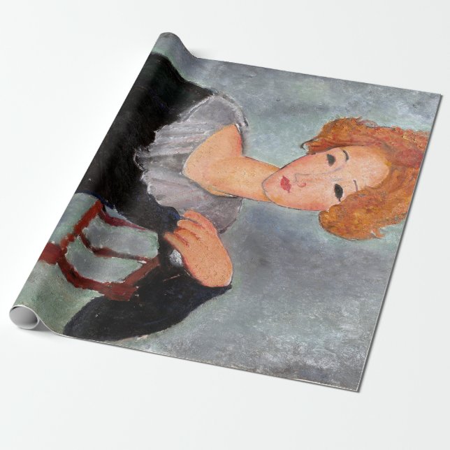 Papel De Presente Mulher com Cabelo Vermelho, Modigliani (Desenrolado)