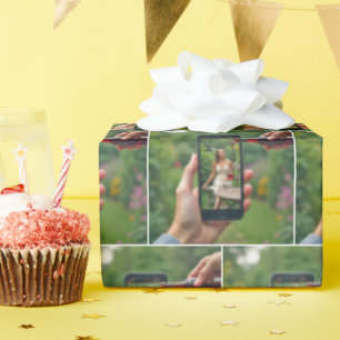 Papel De Presente Mulher com celular e vinho derramado