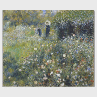 Papel De Presente Mulher com parasol em um jardim por Renoir