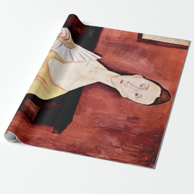Papel De Presente Mulher com ventilador, Modigliani (Desenrolado)