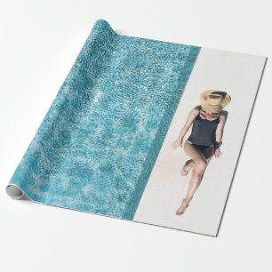 Papel De Presente Mulher de biquíni preto e sol branco