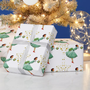 Papel De Presente Mulher de Natal vintage apagando uma vela