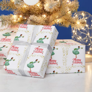 Papel De Presente Mulher de Natal vintage apagando uma vela