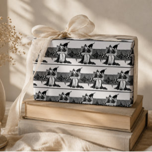 Papel De Presente Mulher lendo com gato preto