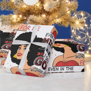 Papel De Presente  Mulher Negra Confiando em Deus na Tempestade