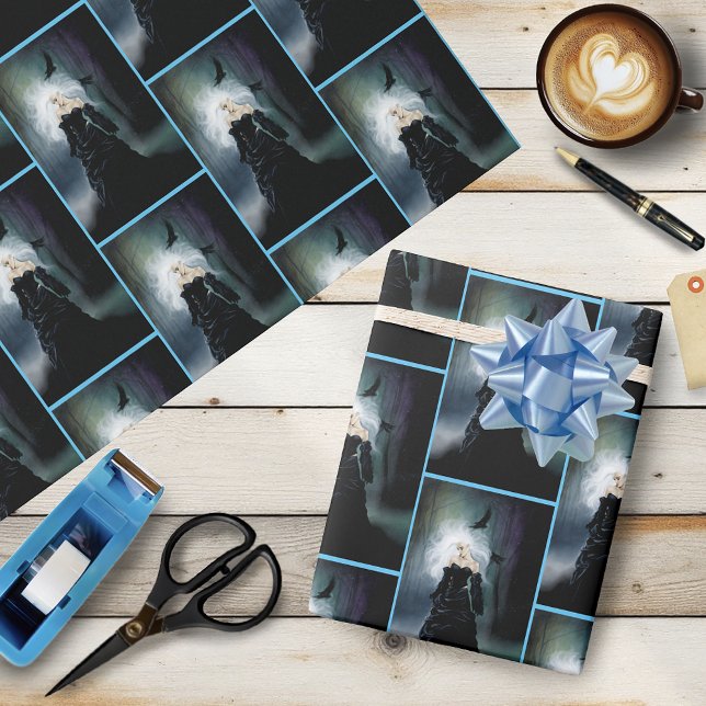 Papel De Presente Mulher Negra Gótica da Floresta de Ravens (Criador carregado)