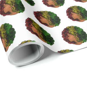 Papel De Presente Mulher negra rasta afro vermelho amarelo verde