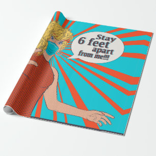 Papel De Presente mulher retrógrada de Pop art com máscara