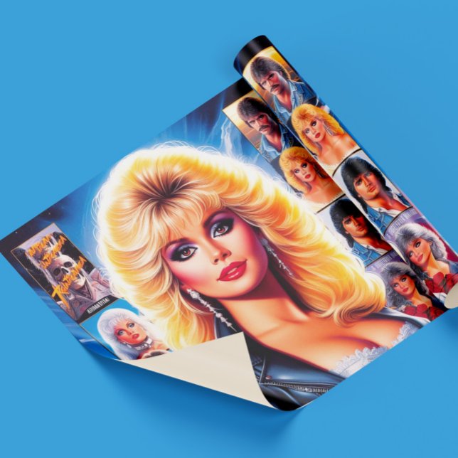 Papel De Presente Mulher Retrowave dos Anos 80 (Criador carregado)