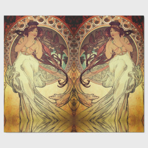 Papel De Presente Mulher vintage elegante Art nouveau Alphonse Mucha