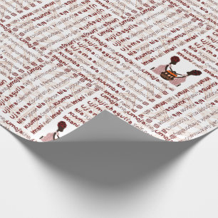 Papel De Presente Mulheres africanas e uma cesta Kwanzaa moderno