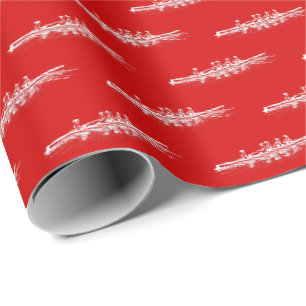 Papel De Presente Mulheres Brancas Vermelhas Remando Remadoras Equip