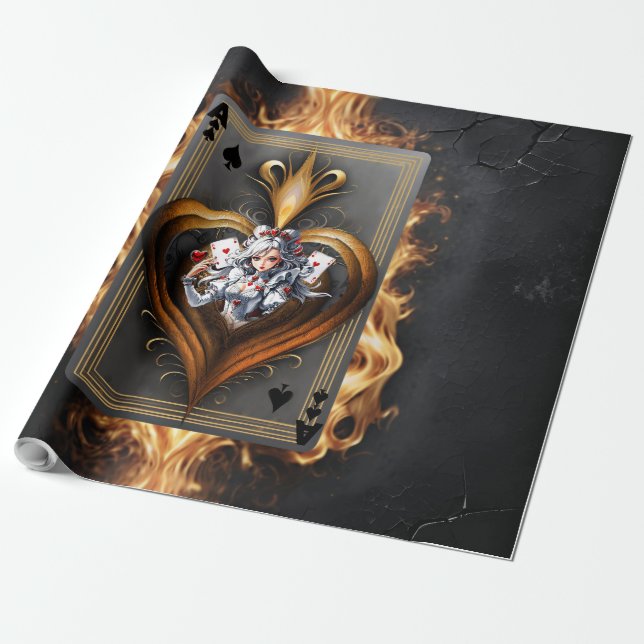 Papel De Presente Mulheres de coração em chamas. (Desenrolado)