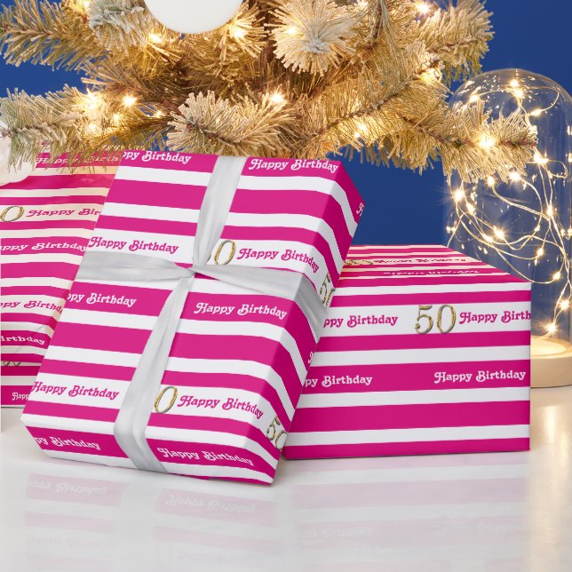 Papel De Presente Mulheres de ouro rosa, 50 anos (Feriados)