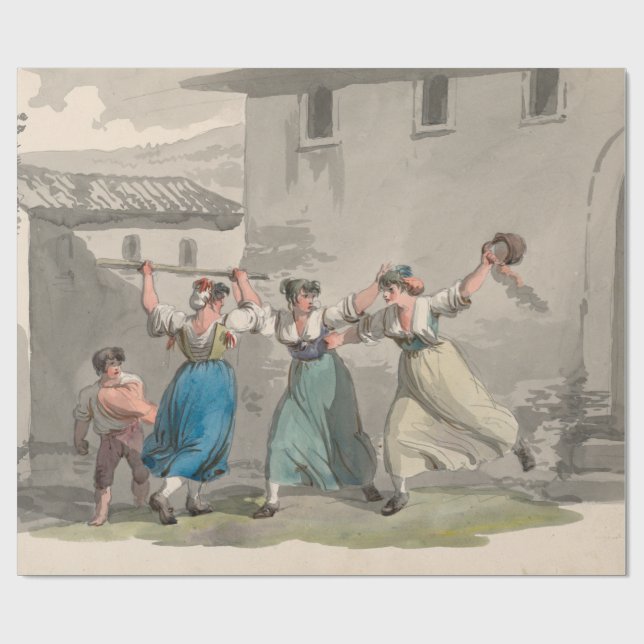 Papel De Presente Mulheres lutando em Roma, Itália (cena histórica) (Aberto)