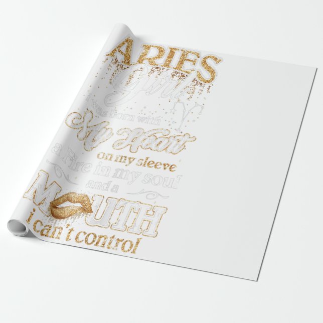 Papel De Presente Mulheres Sou Uma Menina De Aries Batom Marcha Engr (Desenrolado)