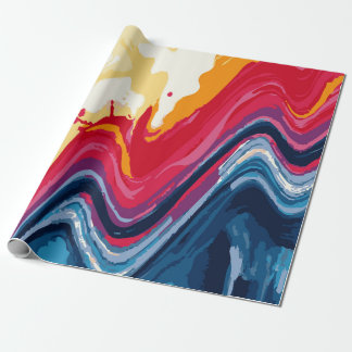 Papel De Presente Multi-Color Paint Zig-Zag Swirl Pattern – Bold Fun
